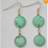 Pearl Store Turquoise Coin Earrings 14k Solid Hook
