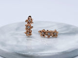 Vintage 3 Flower Links Drop Earrings with Cubic Zircon Stone 585 Rose