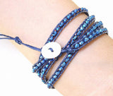 Crystal Faceted Wrap Bracelet Bangle Woven Button Jewelry