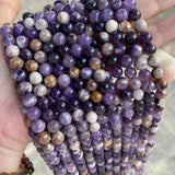 Dog Tooth Amethyst 6/8/10mm Smooth Round Beads 15''