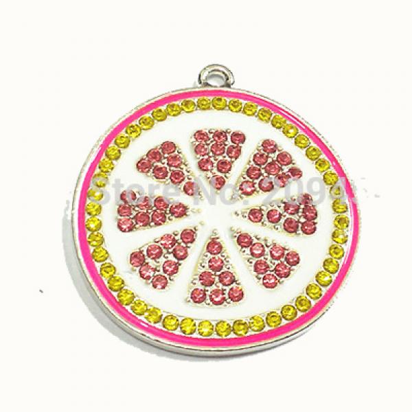 38MM 10pcs Lemon Slice Rhinestone Pendants Summer Necklace