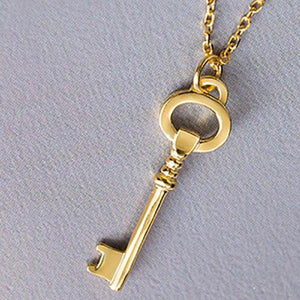 925 Silver Keys Pendant Choker Necklace Women's Jewelry