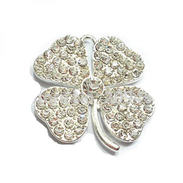 32mm Clover Rhinestone Pendants Lot of 10 for St. Patrick's Jewelry