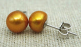 11mm Brown Freshwater Pearl Earring S925 Sterling Silver Party Jewelry