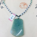 Burmese Emerald Jade Carving Pendant with Bead Necklace