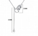 925 Silver CZ Double Circle Tassel Choker Necklace