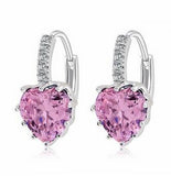 Heart Stone Zircon Crystal Diamond Earrings