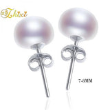 925 Silver Pearl Earrings Natural Freshwater Stud Wedding Gift