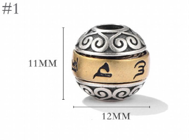 925 Silver Tibetan Six Words Proverb Turning Beads Buddhist OM Mani Padme Hum
