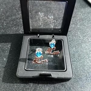 Stainless Steel Rhinestone Earrings with Colored Birthstones