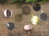 Round Bezel Resin Cabochons Bases Clip Earrings DIY Findings