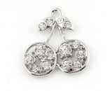 20PCS 25x27mm Rhinestones Cherry Pendant Hang Charms DIY Accessory