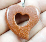 Natural Stone Quartz Crystal Turquoise Tiger Eye Heart Charms Pendant