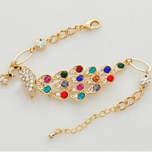 Vintage Crystal Peacock Bracelet Wedding Party Gift Jewelry Pulseras