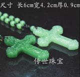 Myanmar Natural Jade Chalcedony Cross Pendant Inlaying Worker Present