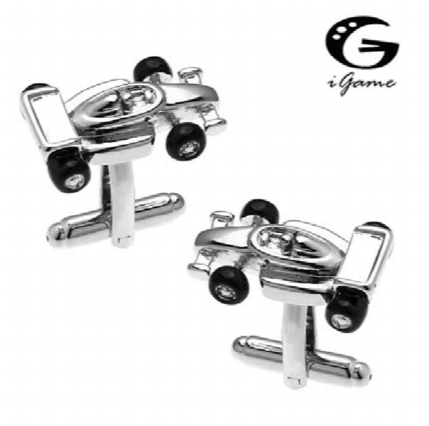 iGame Men Gift Racing Cufflinks Silver Copper Material Novelty Racing Car