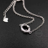 925 Sterling Silver Oval Prong Bezel Settings CZ Stone DIY Charm Bracelet