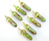 Natural Stone Lapis Turquoises Quartz Crystal Hexagonal Pendants