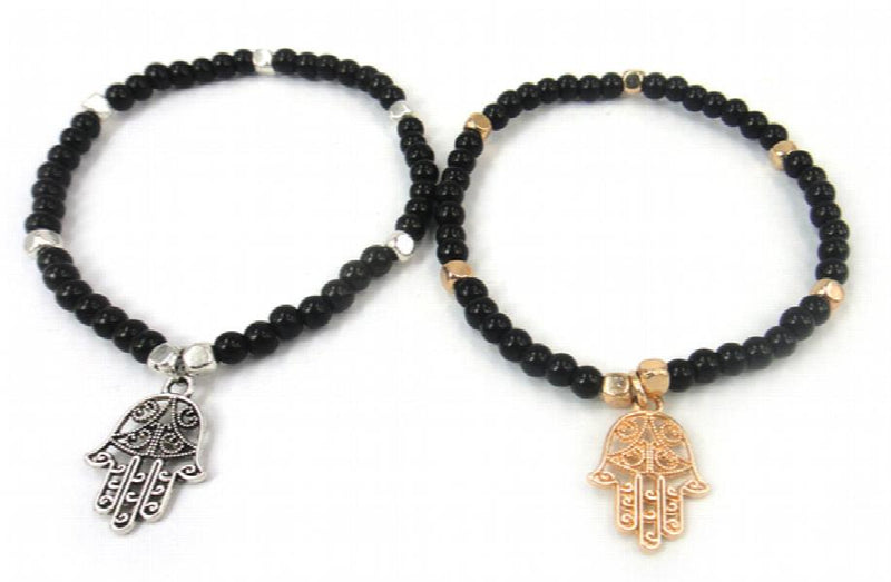 Square Beads Bracelet with Fatima's Hand Charm