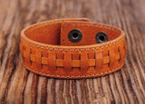 G351 Light Brown Leather Snap Bracelet Cuff