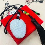 Burmese Emerald Jade Carved Grape Pendant Necklace with Tassel