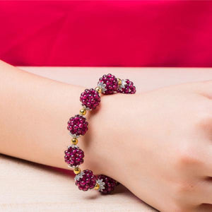 Garnet Bracelet Alcohol Red Crystal Ball-flower Hand String