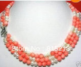 6-7mm Freshwater Pearl Pink Coral Necklace
