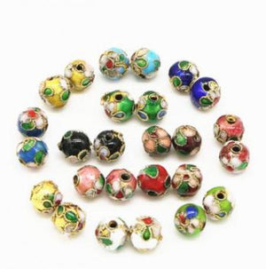 10mm Multicolor Cloisonne Thread Round Beads DIY Enamel Wire Inlay Loose Beads
