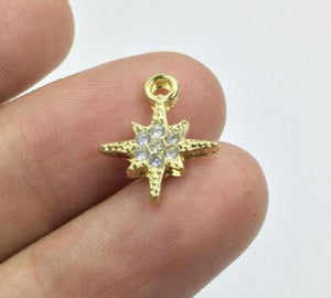 10pcs 10mm Rhinestone Star Charms Pendant DIY Jewelry 2 Colors