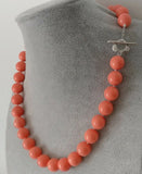Coral Pink Round South Sea Shell Pearl Necklace 18''