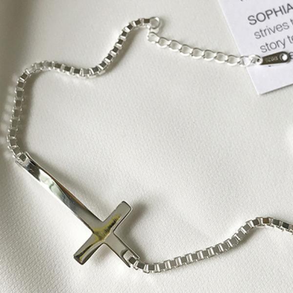 925 Silver Delicate Cross Bracelet for Women