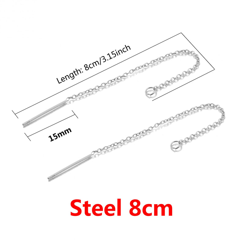 10Pcs Stainless Steel Long Tassel Chain Drop Earrings for Jewelry Making