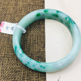 Zheru Jewelry Natural Jadeite Bracelet 54-62mm Floating Flower