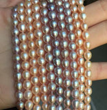Natural Loose Pearl Jewelry Pink Purple AA 7-8MM Rice Freshwater Pearl