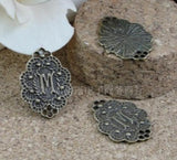 100 Pcs Antique Bronze Plated Plates-M Charms Pendants