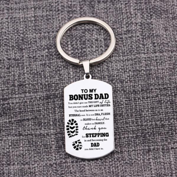 Step Dad Keychain Stainless Steel Family Men Father's Jewelry Gift