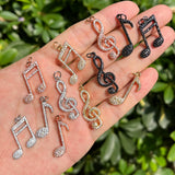 5Pcs Music Note Charms Zirconia Paved Pendant For Woman Jewelry