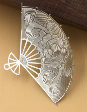 10 PCS 48*59mm Metal Copper KC Gold Filigree Wraps Fan Pendant Charms