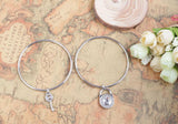 Rhinestone Lock & Key Drop Bangle Bracelet