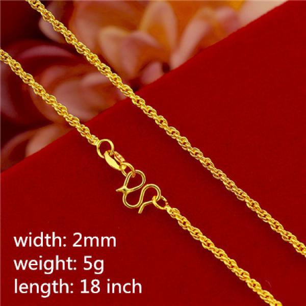 14k Necklace for Women Wedding Bridal Chain 18-inch Collier Female Choker