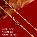 14k Necklace for Women Wedding Bridal Chain 18-inch Collier Female Choker