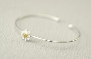 Sunflower Bar 925 Silver Bracelet High-Quality Open Design