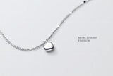 925 Sterling Silver Heart Pendant Coin Chain Necklace