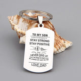 FLYANGEL To My Son Keychain Engraved Never Give Up Love Dad High Car Key Tag