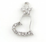 20PCS Butterfly Heart Pendant Charms for Memory Floating Locket - Gold/Silver
