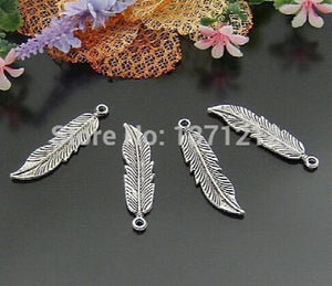 100PCS Feather Charm Pendant for Bracelets Necklaces A393