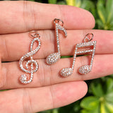 5Pcs Music Note Charms Zirconia Paved Pendant For Woman Jewelry