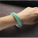 Natural Burmese Jadeite Light Green Bracelet 54-62mm Princess Jewelry