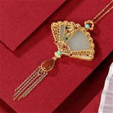 S925 Sterling Silver Gilding Hetian Jade Gray Jade Sweater Chain