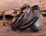 Real Leather Hemp Bracelet Wristband Mens Cuff Clasp